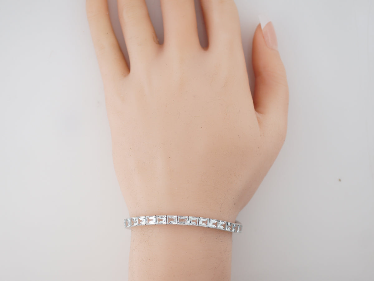 Modern Bracelet 11.27 French Cut Aquamarine in Platinum