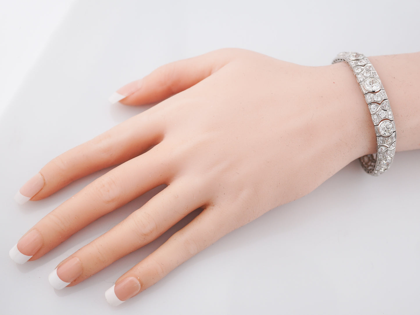 Modern Art Deco Style Bracelet 11.77 cttw Old European Cut Diamonds in Platinum