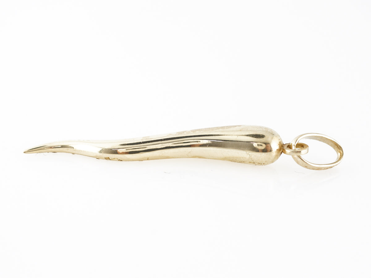 Modern Cornicello Horn Charm in 14k Yellow Gold