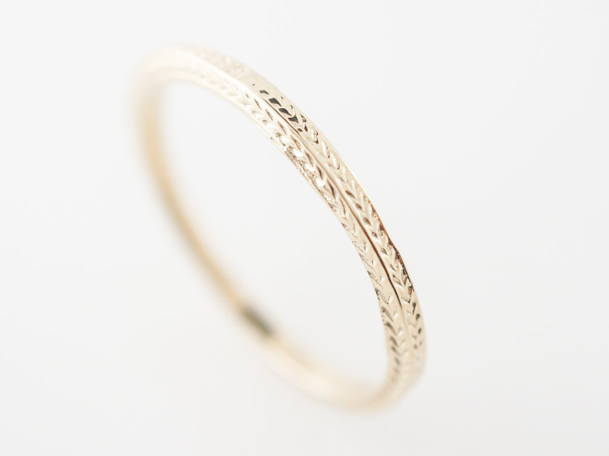 Yellow Gold Wedding Band w/ Chevron Pattern