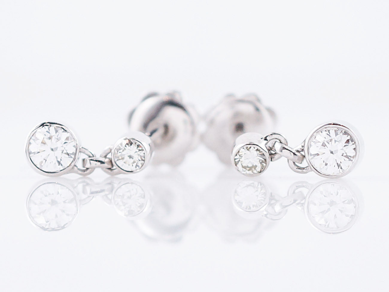 Dangle Earrings Modern .50 Round Brilliant Cut Diamonds in 14k White Gold