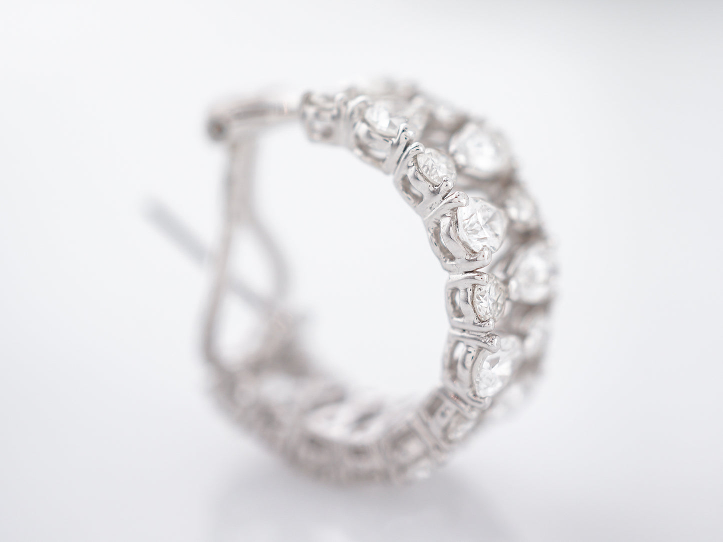 Modern Earrings 4.24 Pear & Round Brilliant Cut Diamonds in 18k White Gold