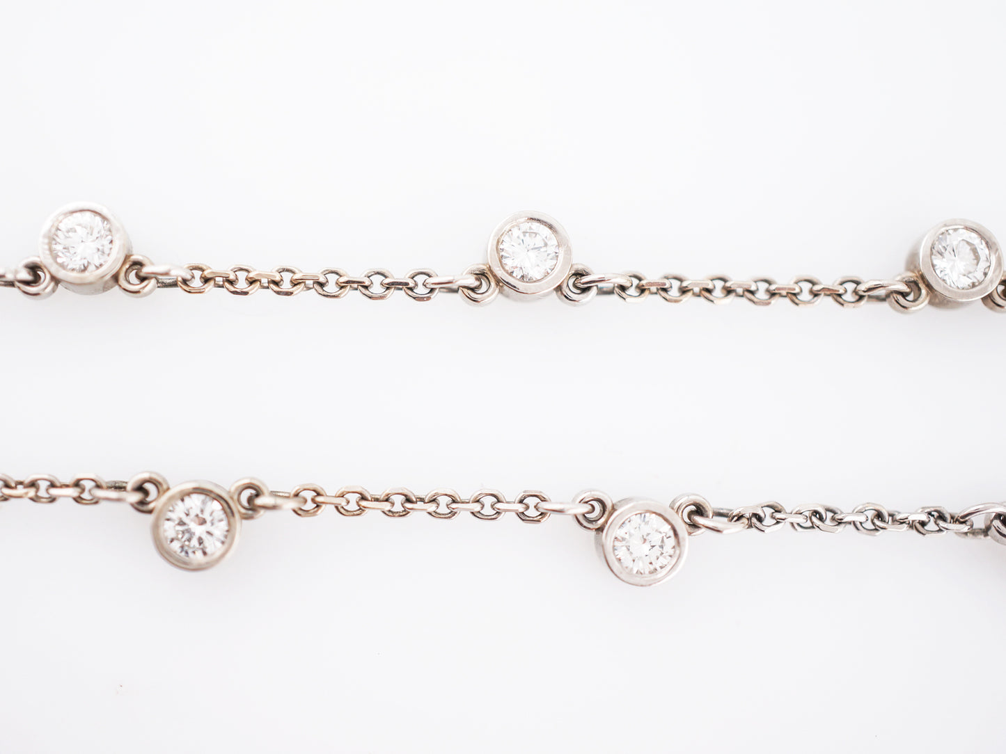 Modern Diamond Necklace 1.90 Round Brilliant Cut Diamonds in 14k White Gold