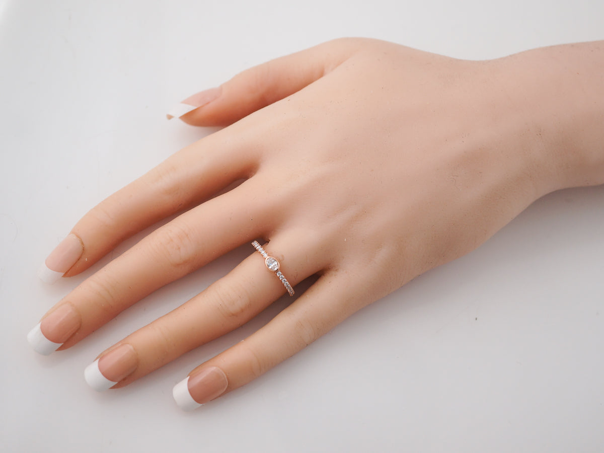 Engagement Ring Modern .15 Oval Cut Diamond 14k Rose Gold
