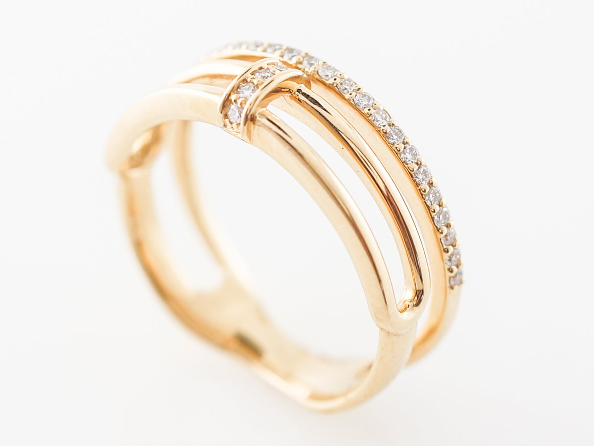 Yellow Gold Stacking Ring w/ Diamonds in 18k