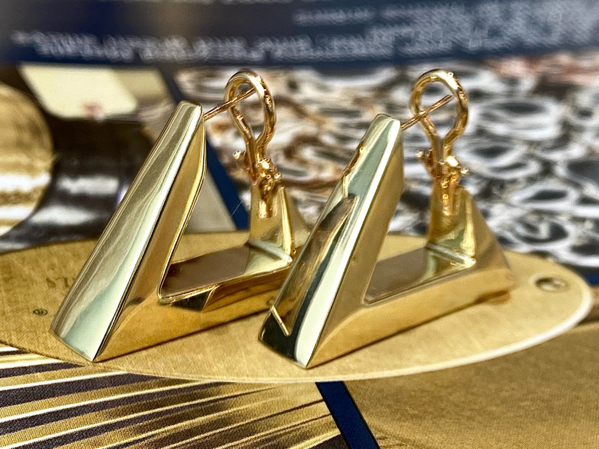 Modern Triangle Earrings in 14k Yellow Gold