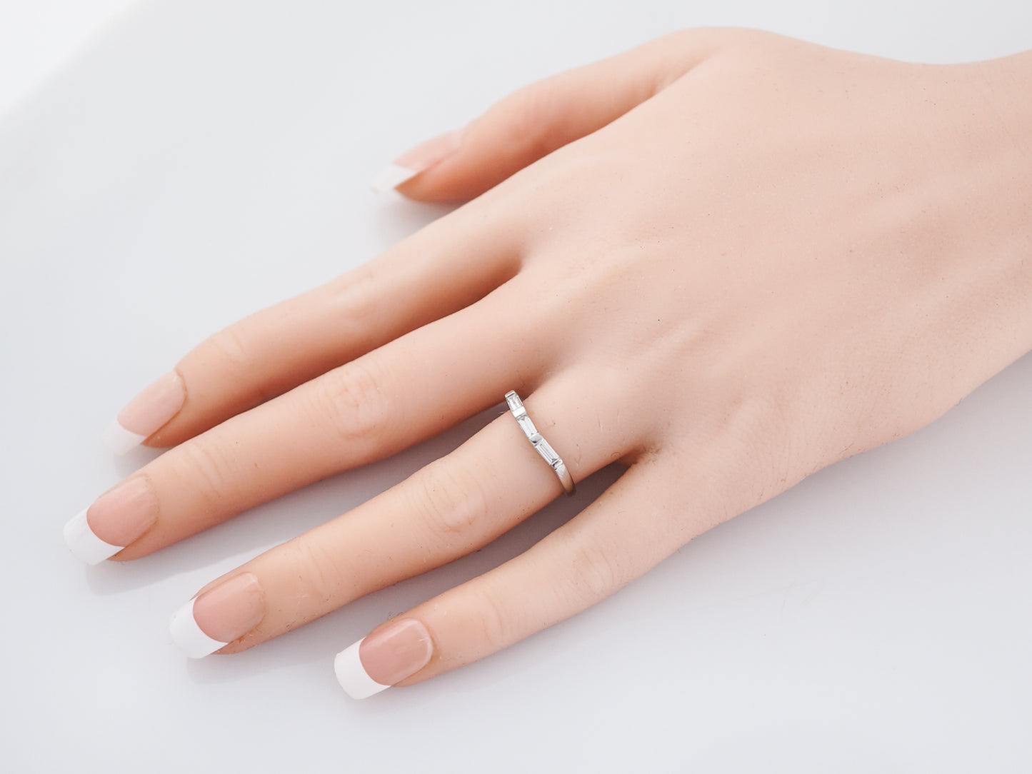 Wedding Band Modern .21 Baguette Cut Diamonds in Platinum