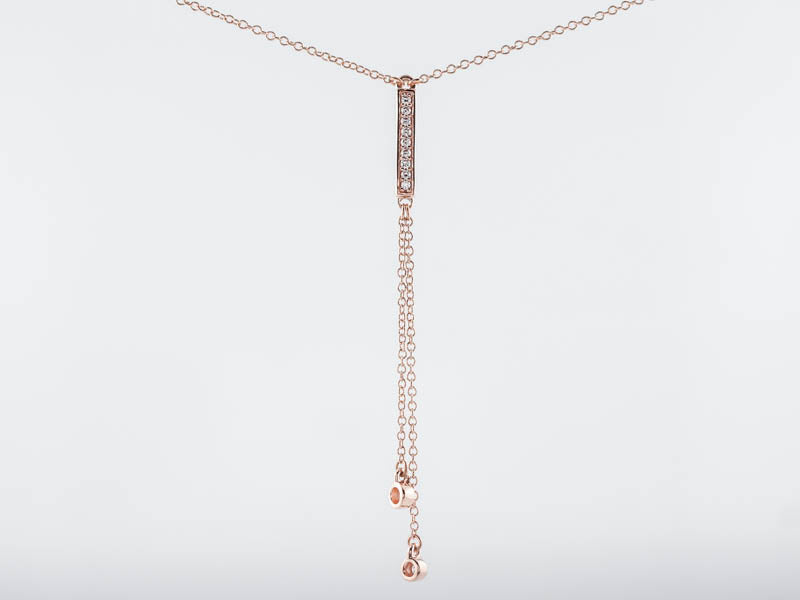 Modern Necklace .26 Round Brilliant Cut Diamonds in 14k Rose Gold