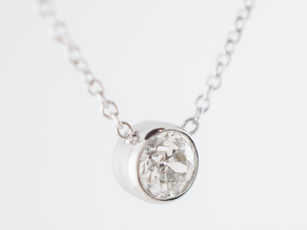 Old European Diamond Necklace in 14k White Gold