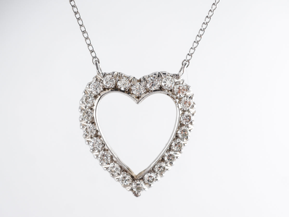 Diamond Heart Necklace in 14K White Gold