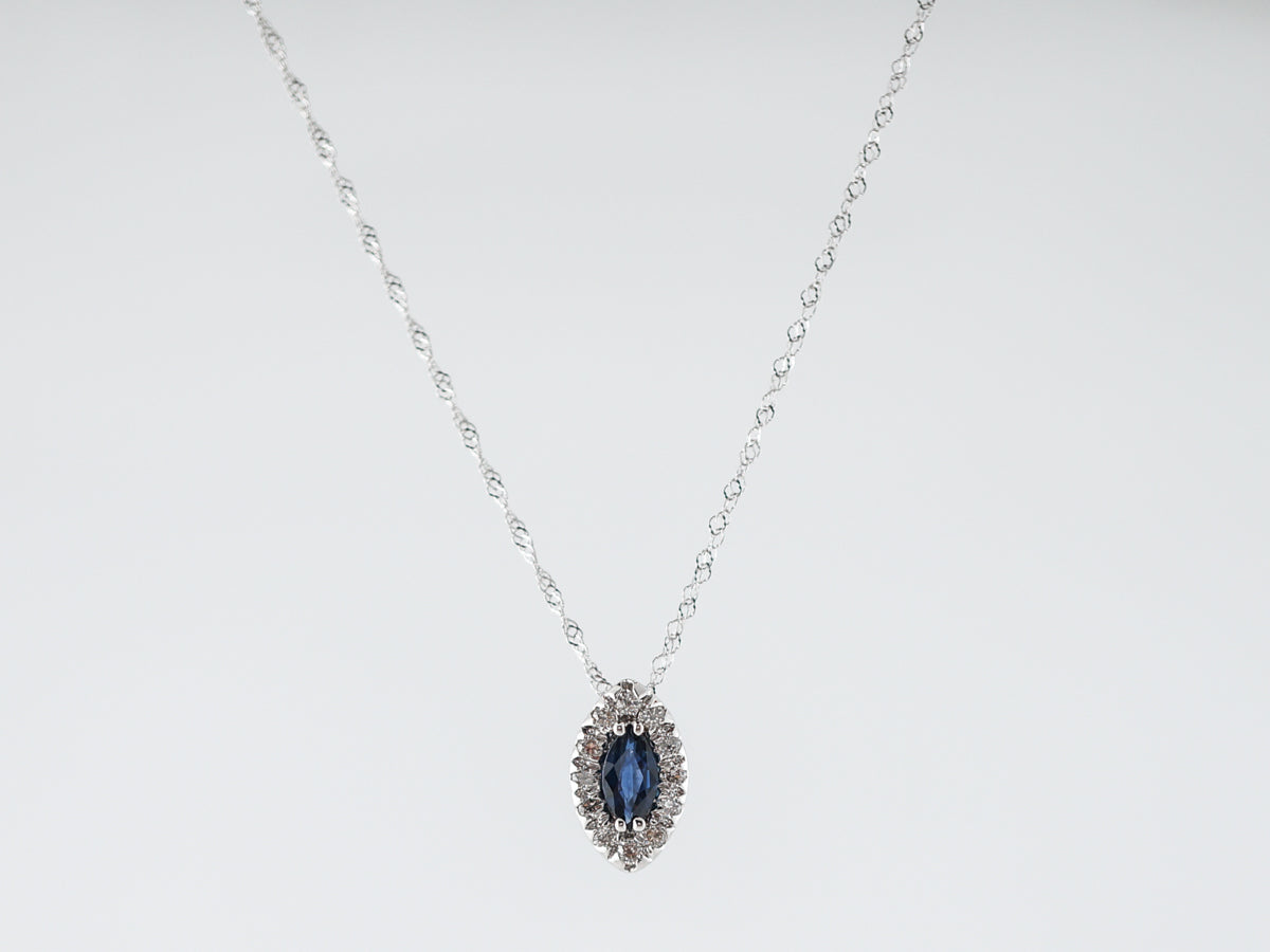 Necklace Modern Marquise Cut Sapphire in 14k White Gold
