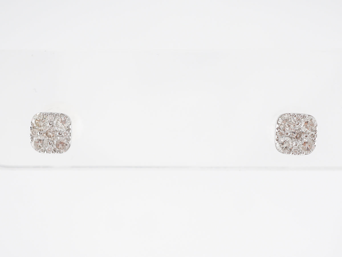 Diamond Cluster Earrings in 14k White Gold
