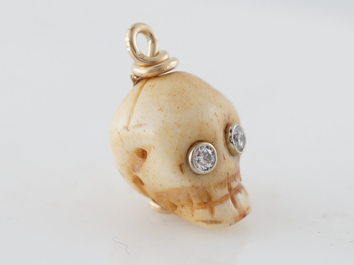 Pendant Bone Skull Charm Modern in 14k Yellow Gold Filled