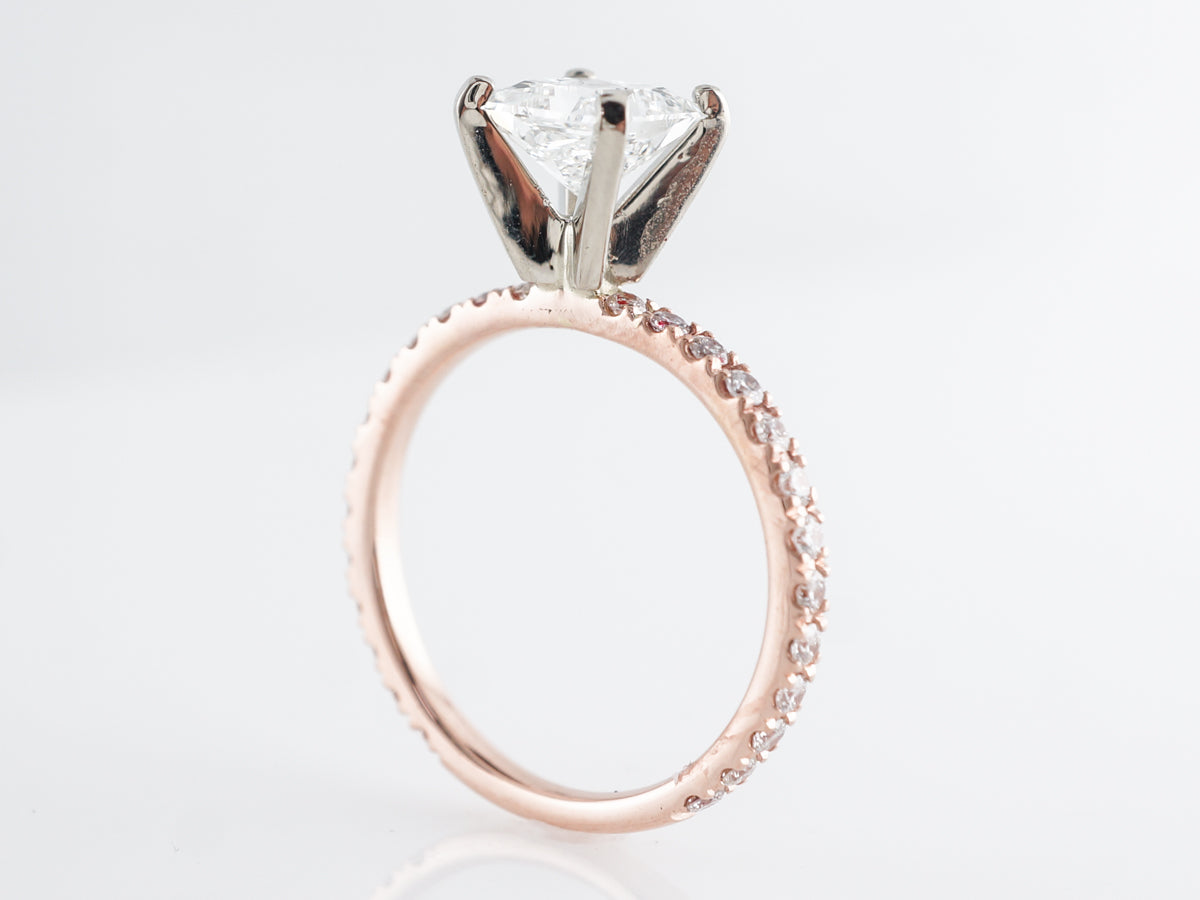 1 Carat GIA Princess Cut Diamond Engagement Ring in 14k