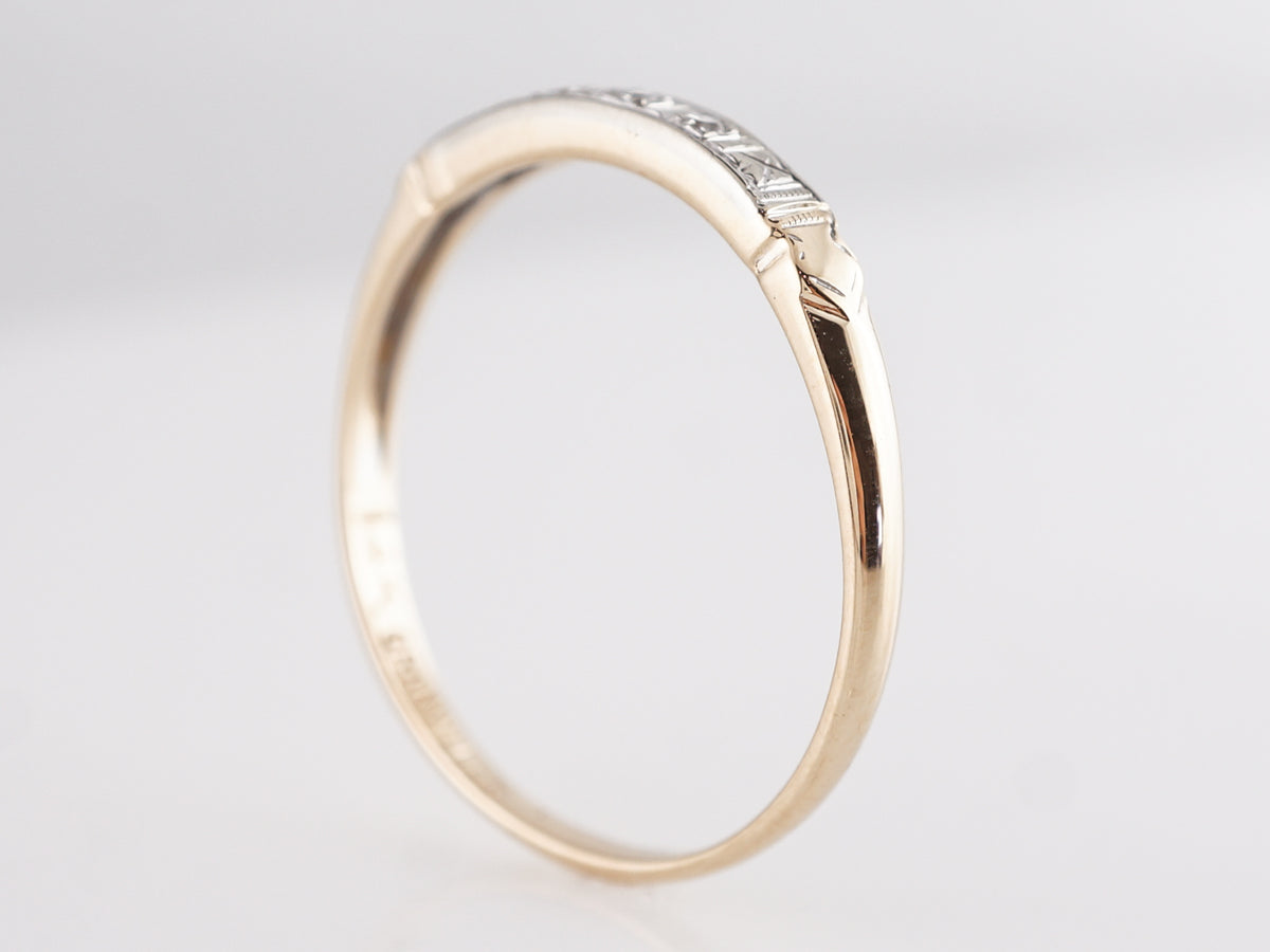 Vintage 1940's Diamond Wedding Band in 14k Yellow & White Gold