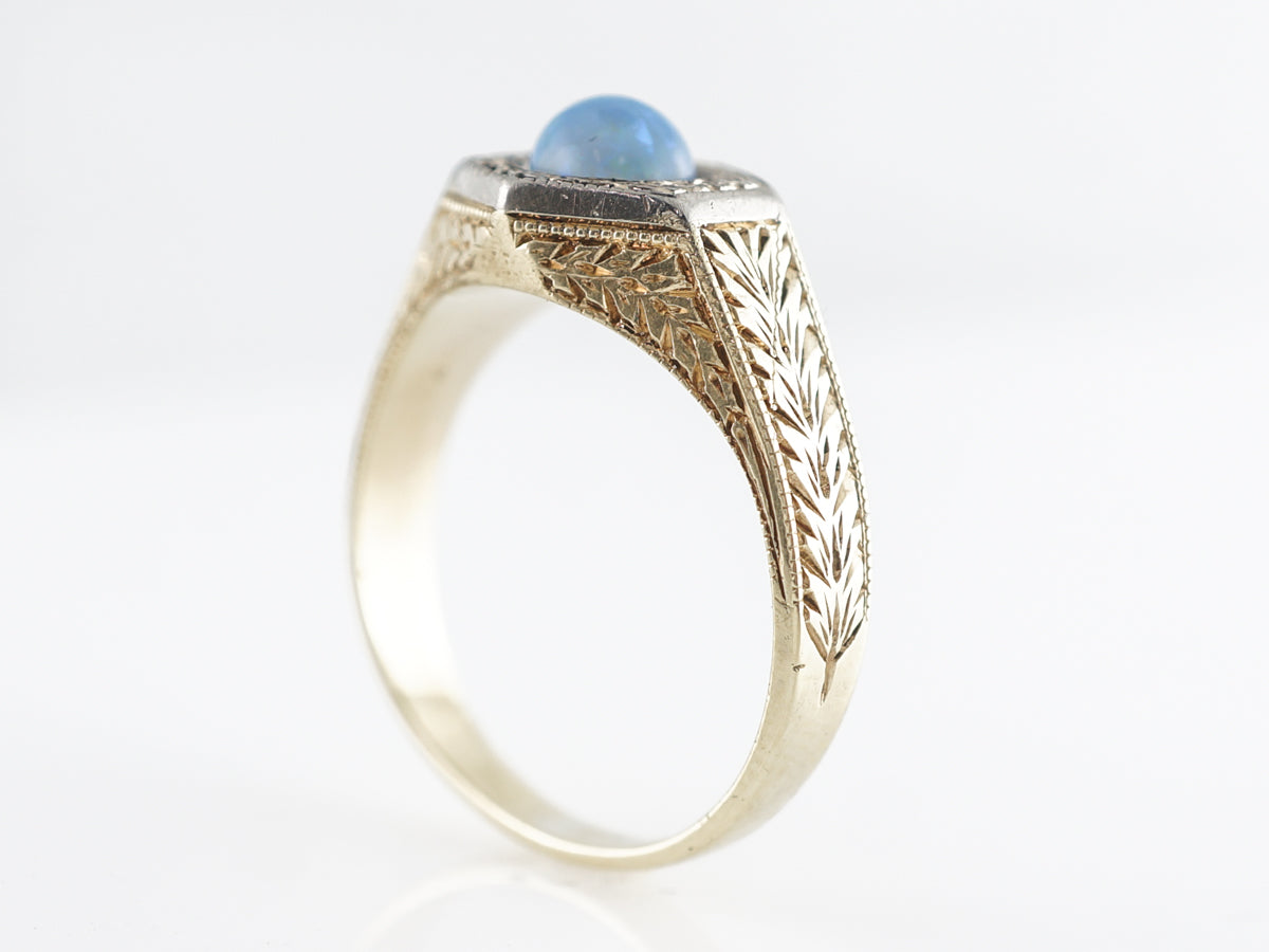 Retro Cabochon Opal Cocktail Ring in 14K