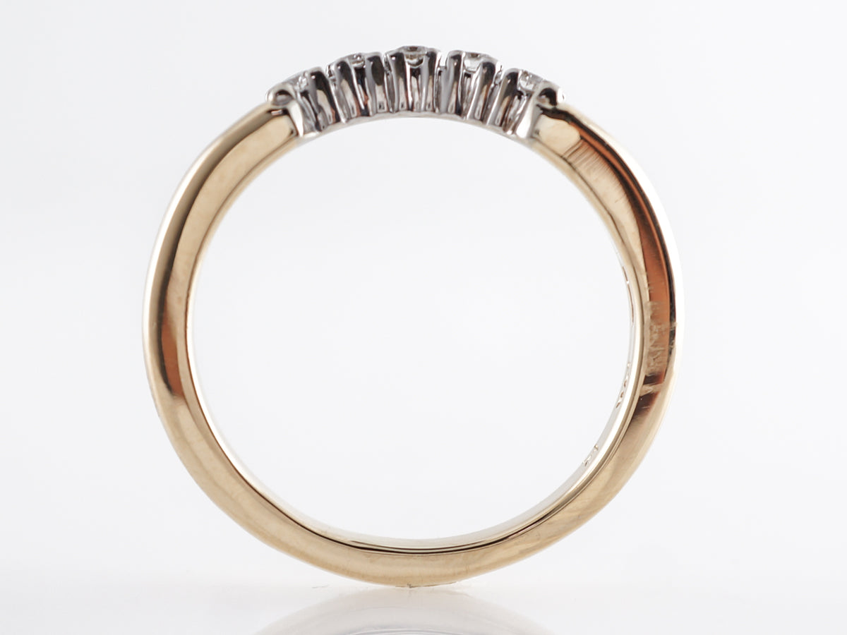 Retro Two-Toned Diamond Wedding Band in 14k