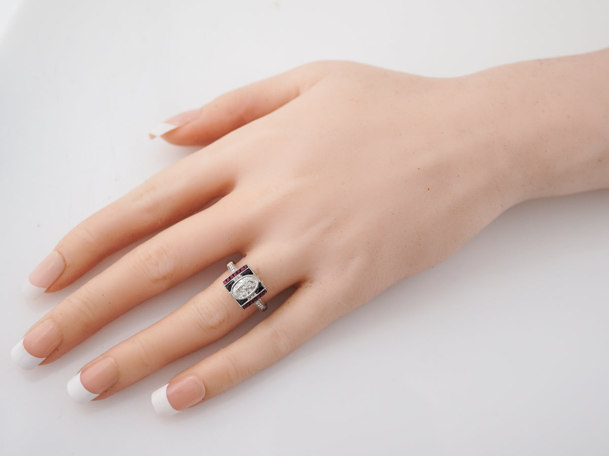 Right Hand Ring Modern .85 Oval Cut Diamond in Platinum