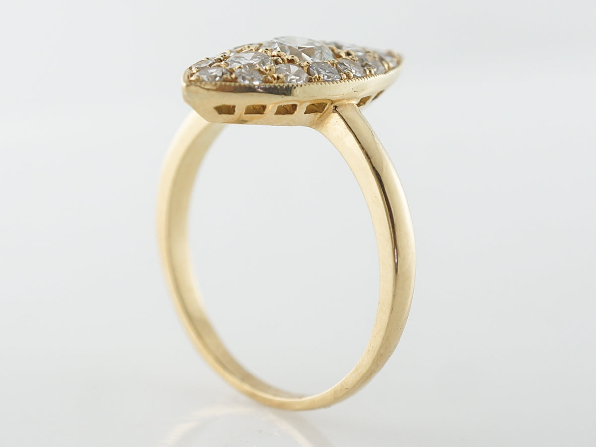 Right Hand Ring Modern .91 Old European & Single Cut Diamonds in 18k Yellow Gold