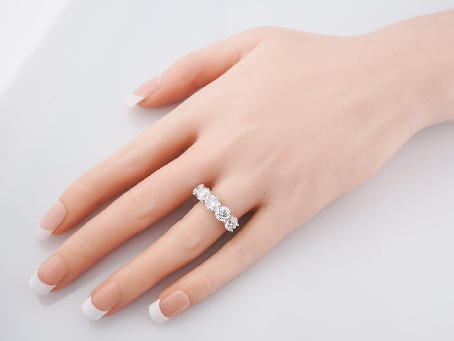 Right Hand Ring Modern 3.54 GIA Round Brilliant Cut Diamond in 18K White Gold