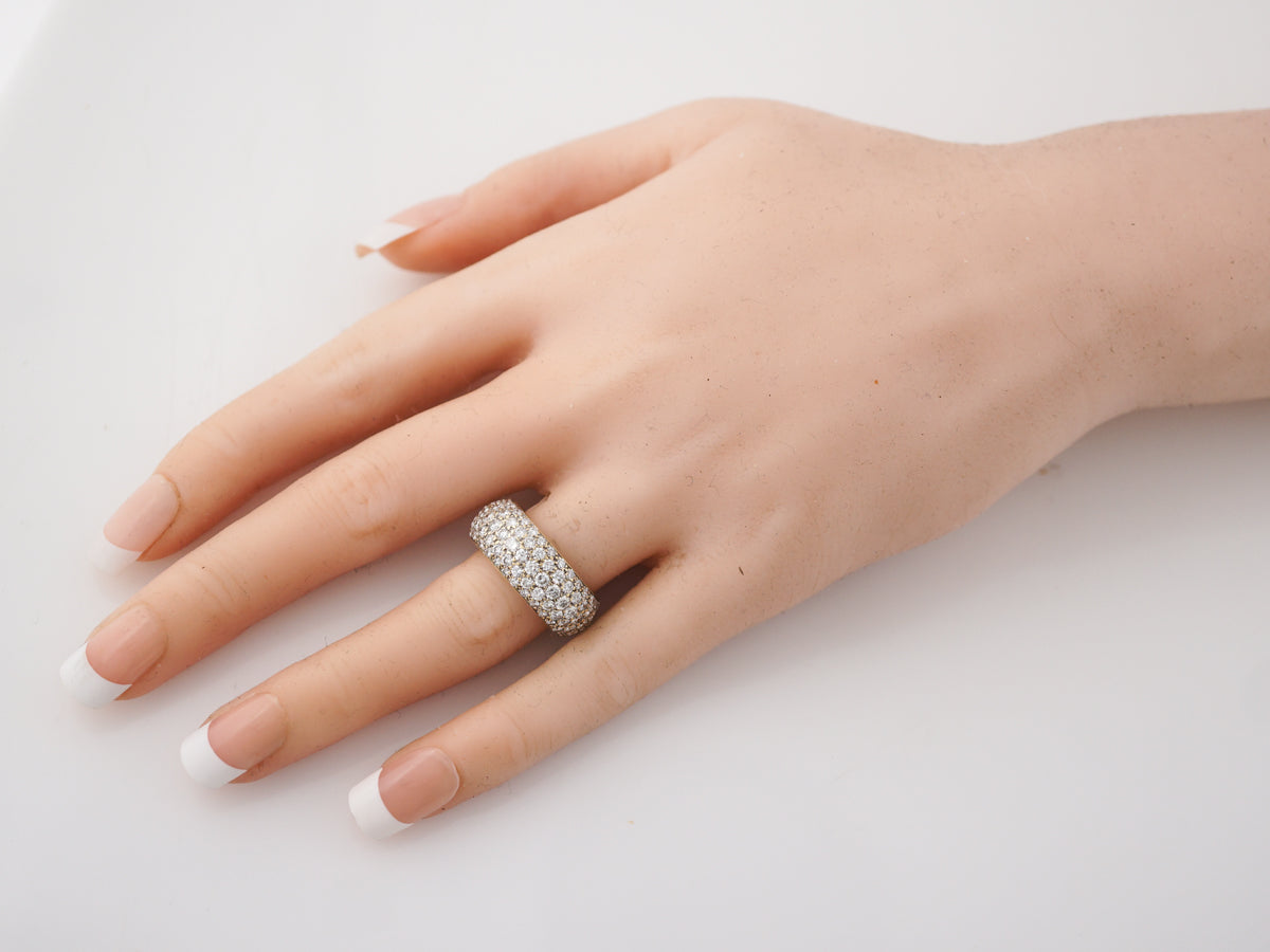 Right Hand Ring Modern 3.87 Round Brilliant Cut Diamonds in 14k Yellow Gold