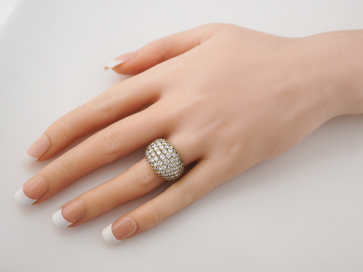 Right Hand Ring Modern 4.13 Round Brilliant Cut Diamonds in 18k Yellow Gold