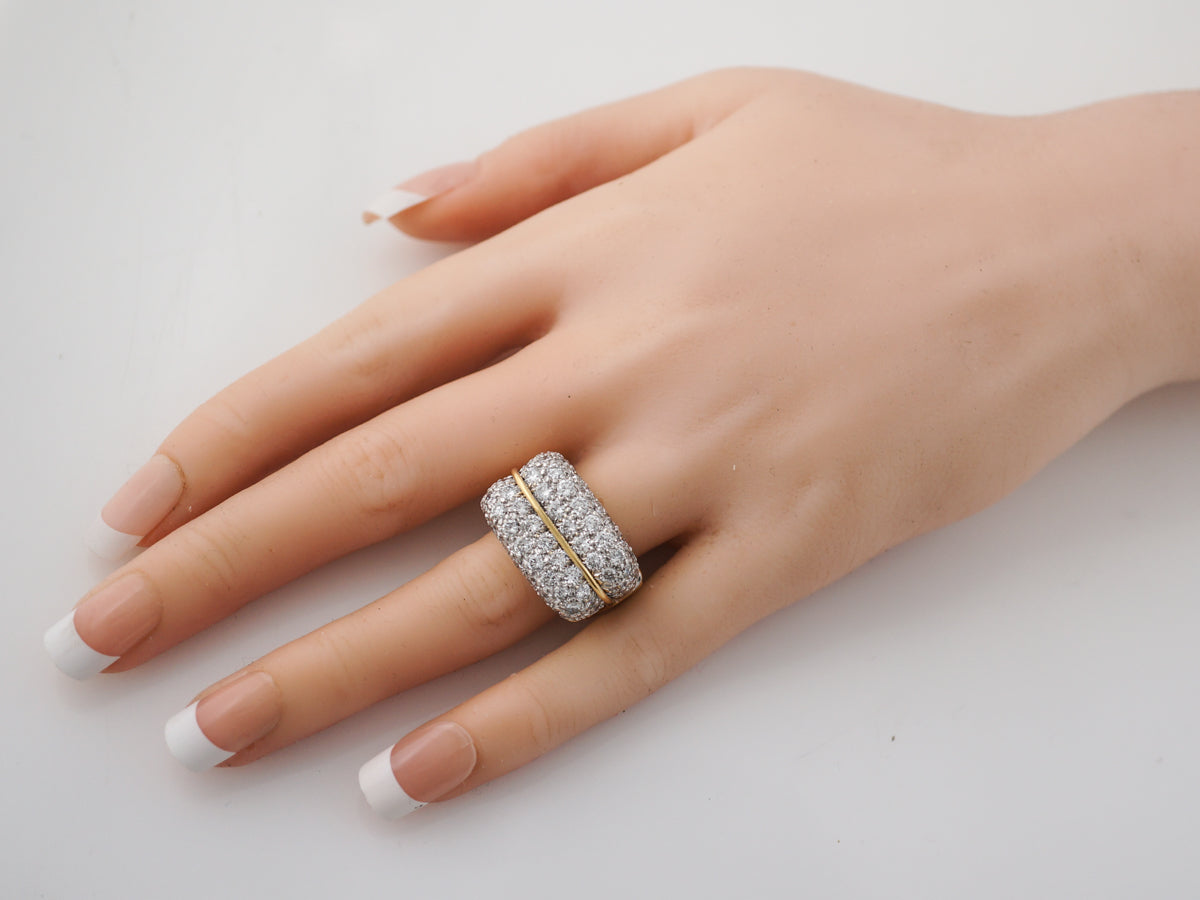 6 Carat Diamond Cocktail Ring in Yellow Gold & Platinum