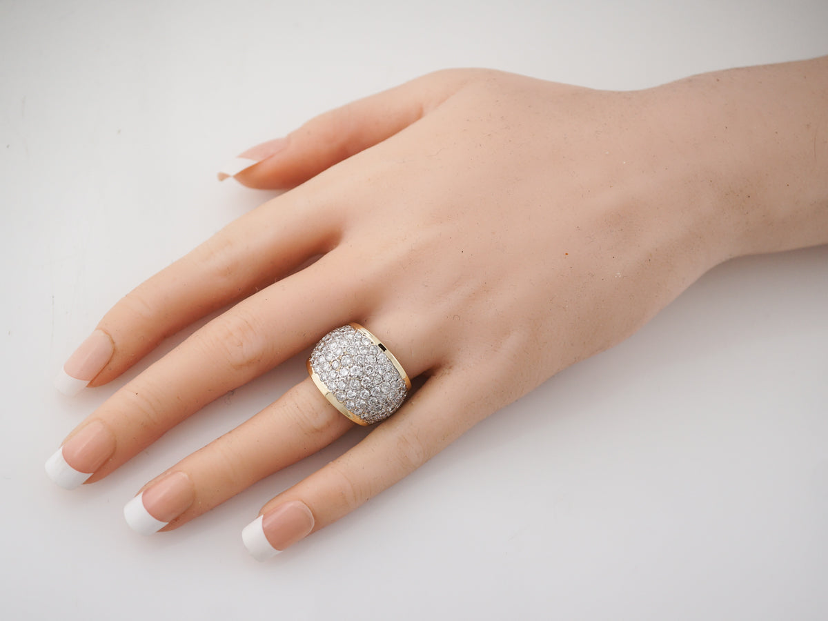 Right Hand Ring Modern 3.24 Round Brilliant Cut Diamond in 14k Yellow Gold