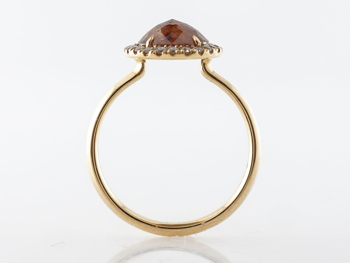 Rose Cut Brown Diamond Engagement Ring in 18k