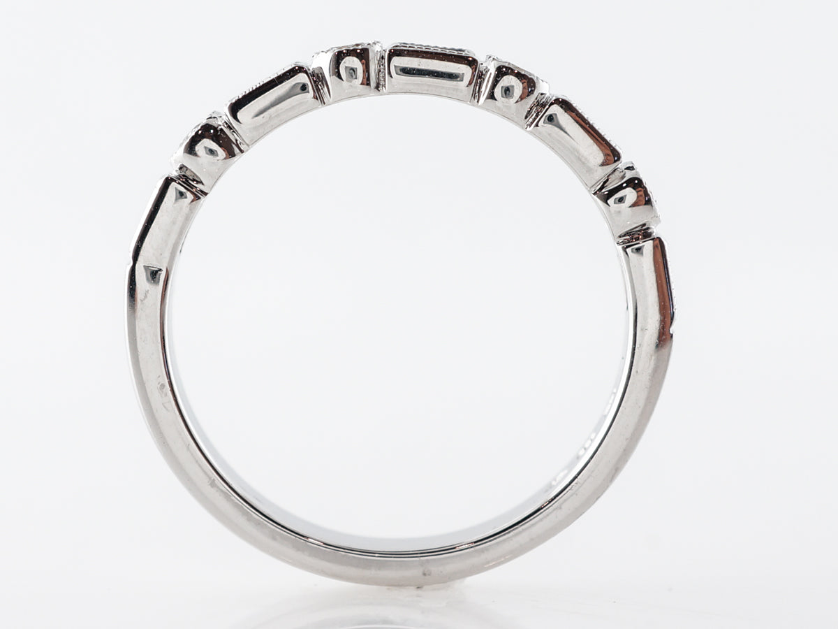 Alternating Diamond Wedding Band in White Gold