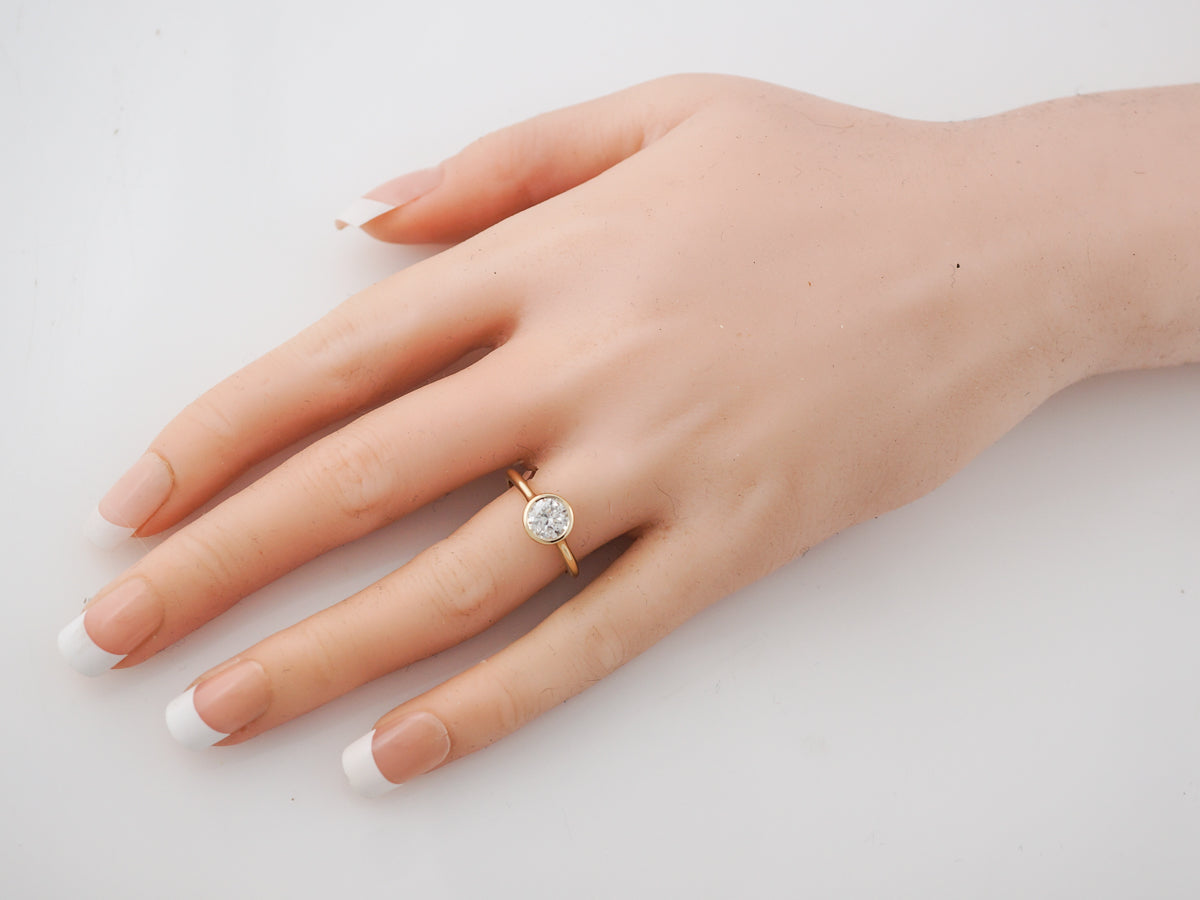 Bezel Set Engagement Ring 1 Carat Diamond in Yellow Gold