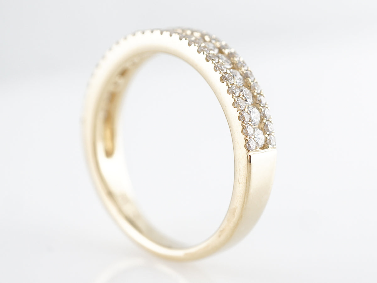 Triple Row Diamond Wedding Band in 14k Yellow Gold