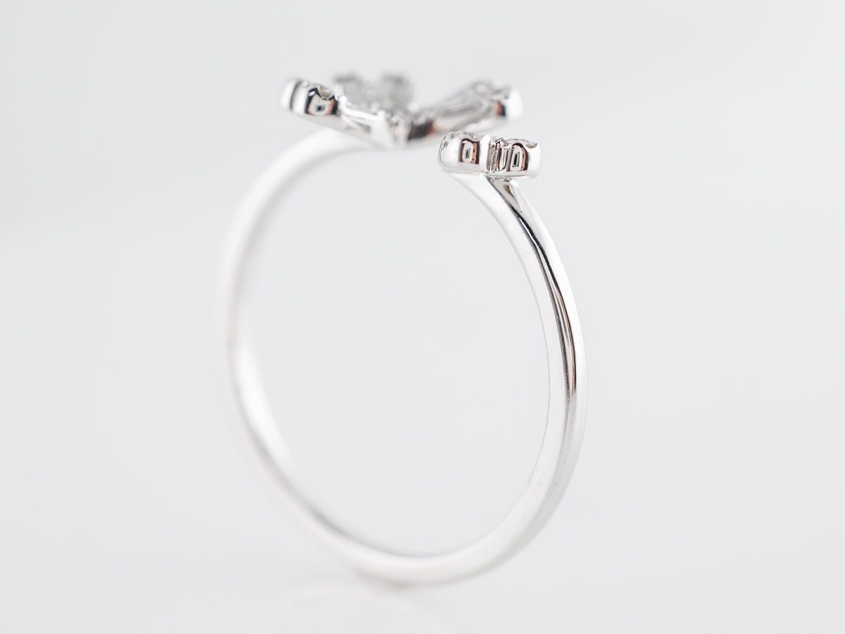 Flower Ring w/ Diamonds in 18k White Gold