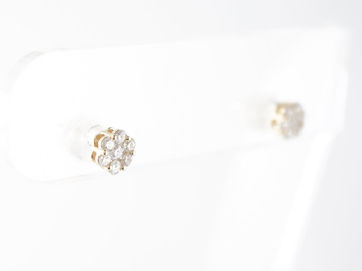 Geometric Diamond Stud Earrings in 14k Yellow Gold