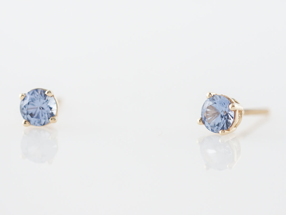 Round Sapphire Stud Earrings in 14k Yellow Gold