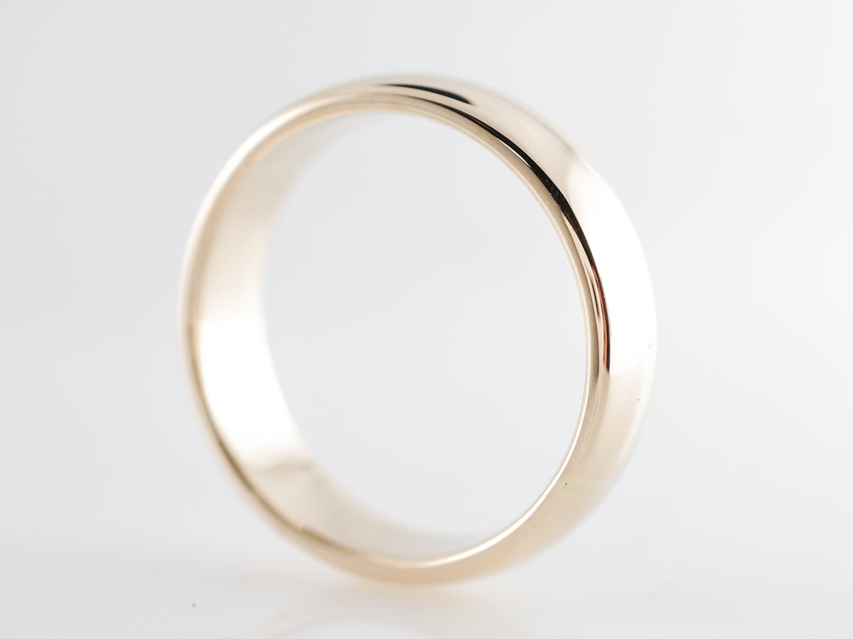 Modern Simple Wide Wedding Band in 14k Yellow Gold
