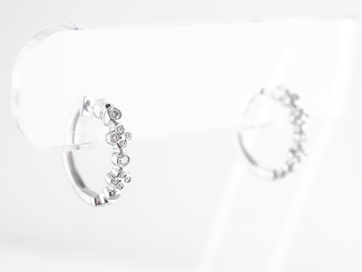 Small Hoop Diamond Earrings in 14k White Gold