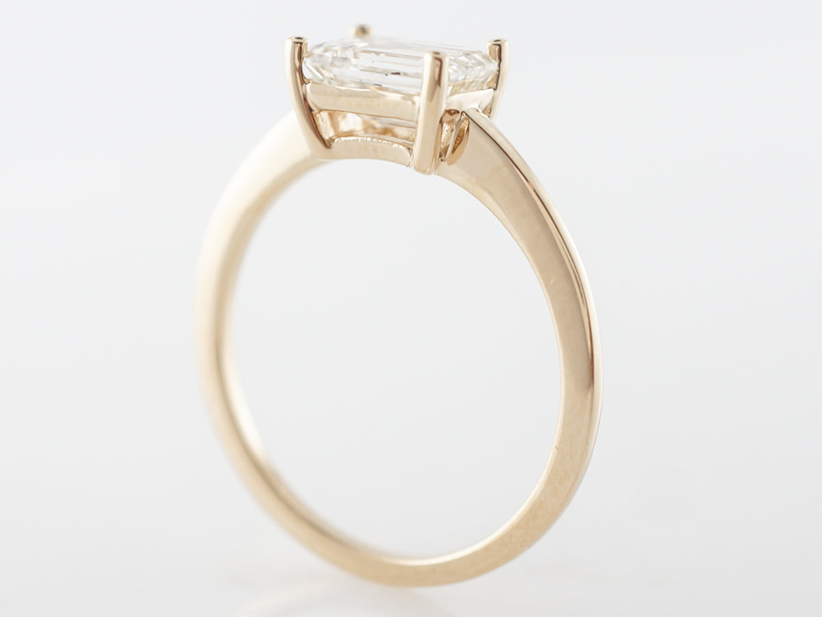 ***RTV***Emerald Cut Diamond Solitaire Engagement Ring in Yellow Gold