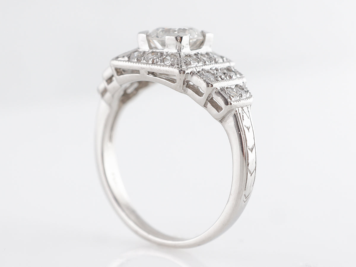 Stepped Art Deco Diamond Engagement Ring in Platinum