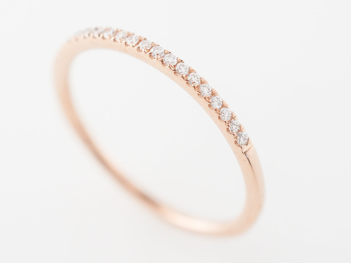 Thin Wedding Band w/ Diamonds in 18k Rose Gold