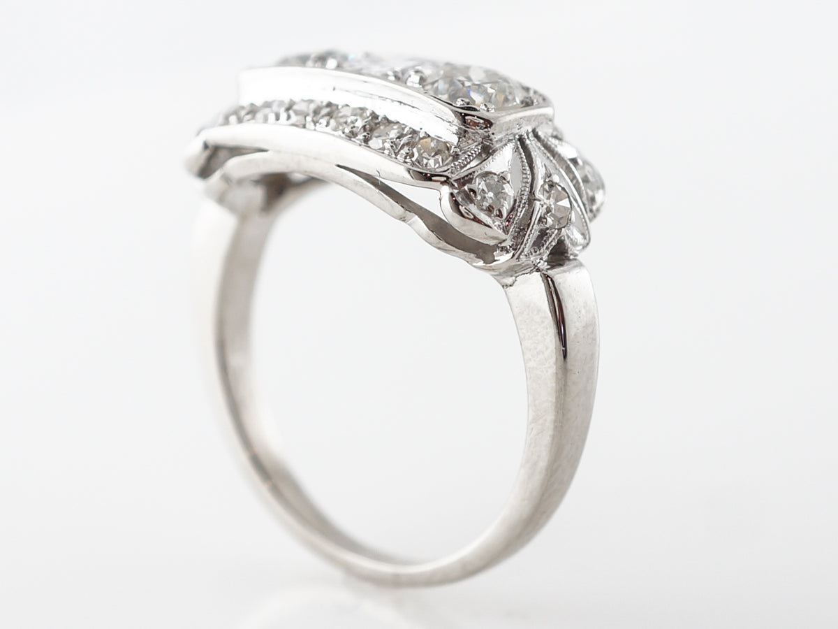 Vintage Three Stone Filigree Diamond Engagement Ring