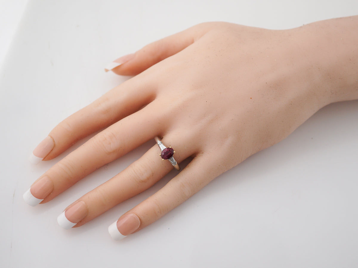 ***RTV 10/24***Engagement Ring Modern Tiffany & Co. .98 Oval Cut Ruby Platinum & 18k Yellow Gold