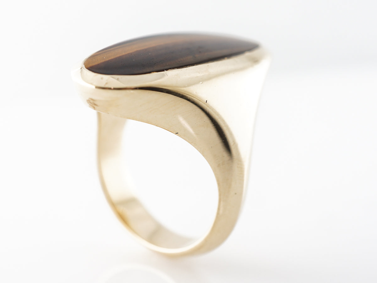 Tiger's Eye Cocktail Ring 14k Yellow Gold