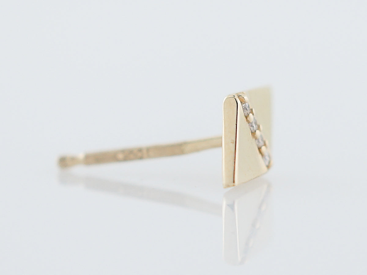 Triangle Earrings Modern .025 Round Brilliant Cut Diamonds in 14k Yellow Gold