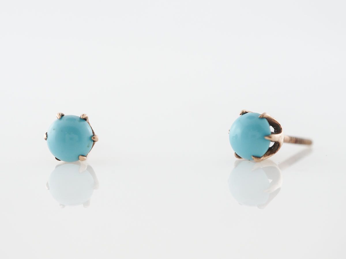 Turquoise Stud Earrings in 14k Yellow Gold