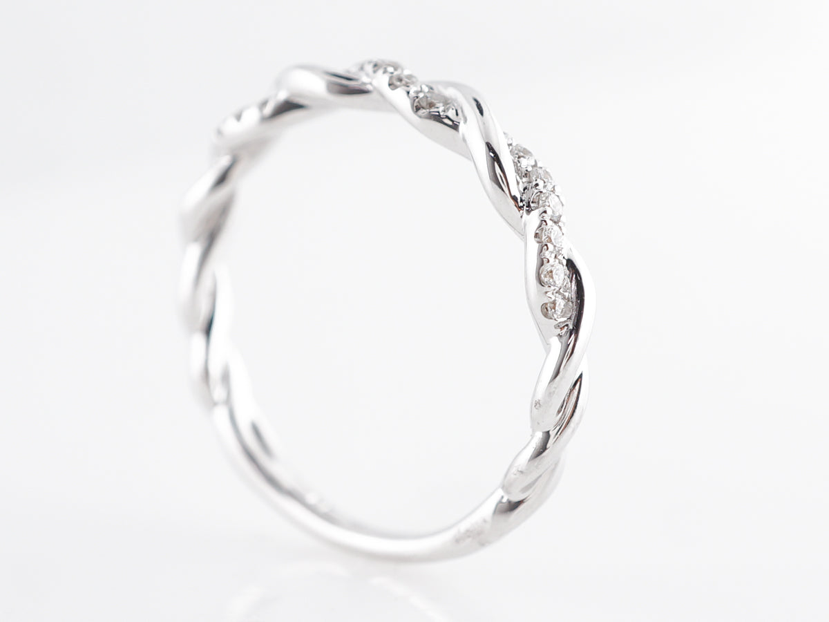 Diamond Wedding Band Twist 14k White Gold