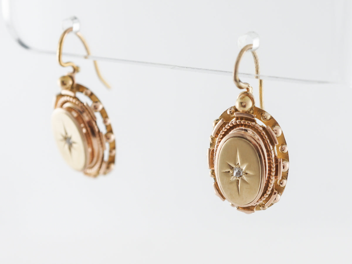 Victorian Diamond Dangle Earrings in Yellow Gold