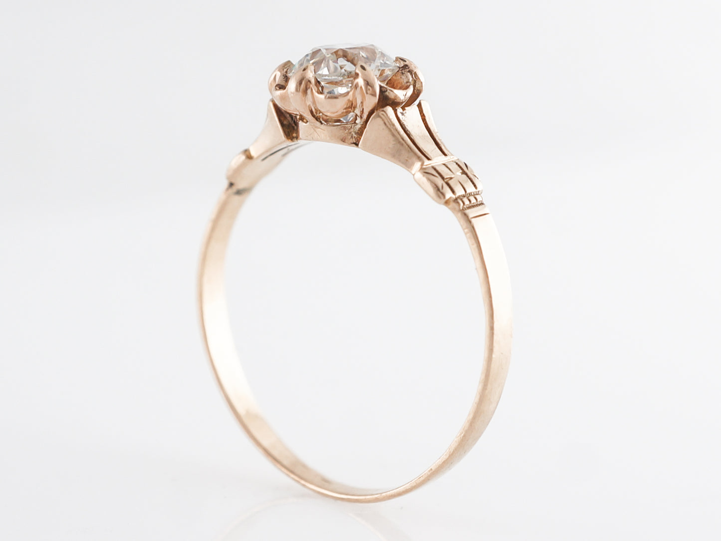 Victorian European Cut Engagement Ring in Rose Gold