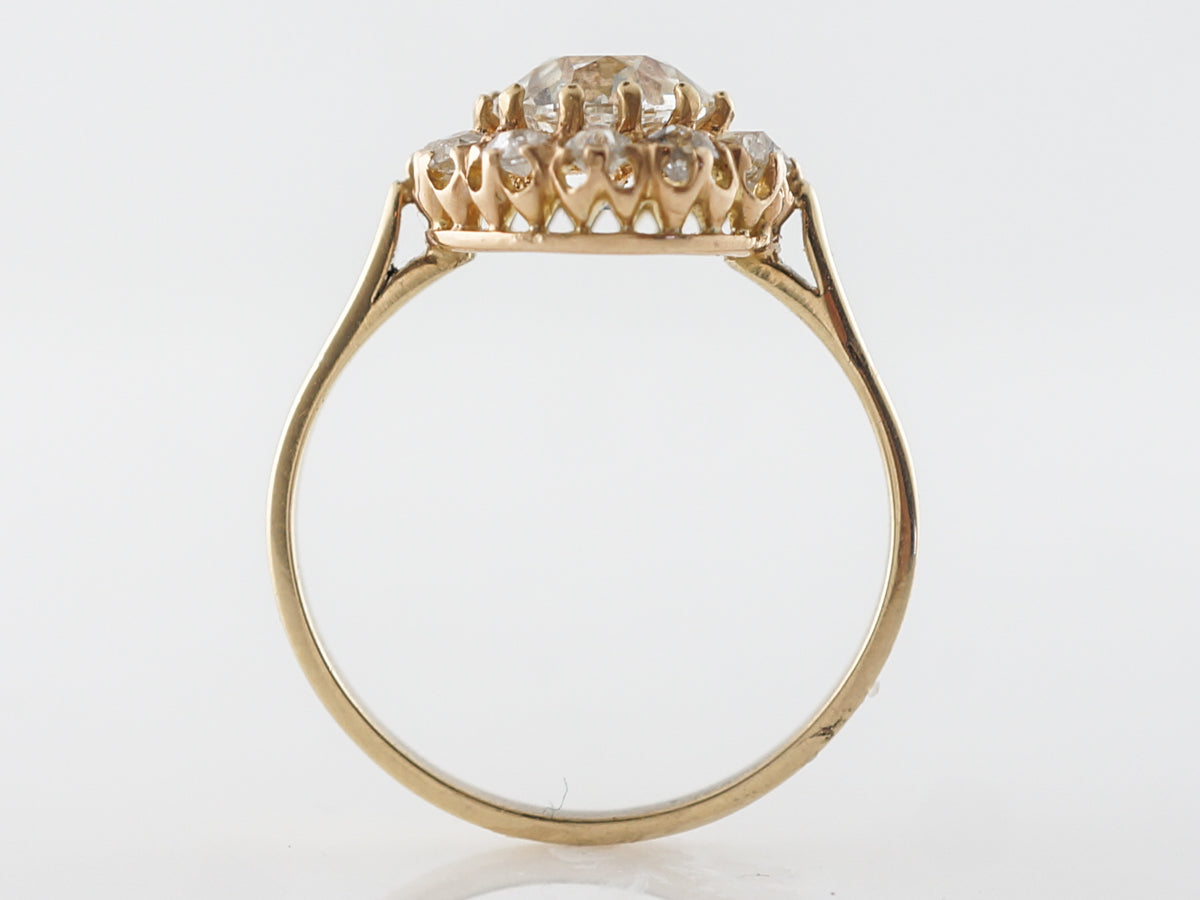 Victorian 1 Carat Diamond Halo Engagement Ring in 14k