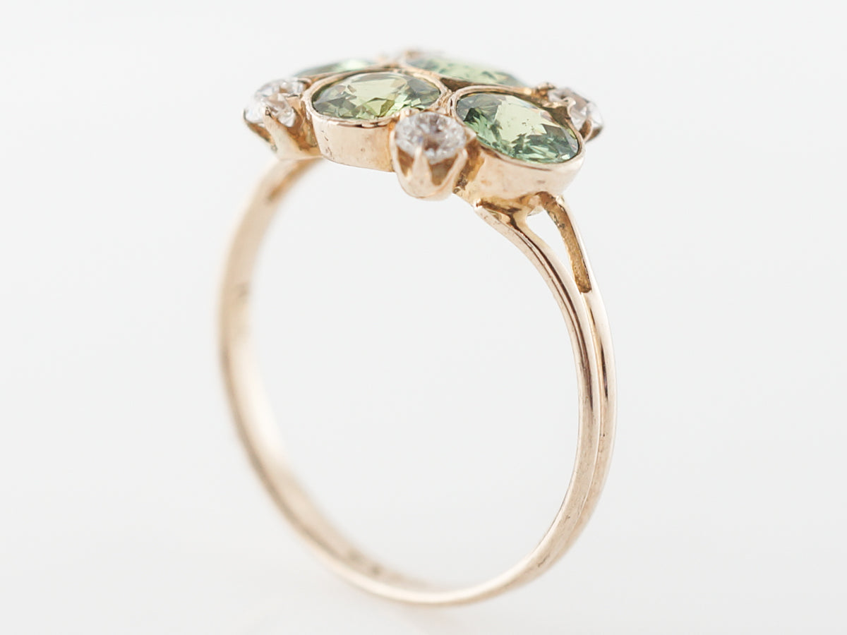 Victorian Cocktail Ring w/ Demantoid Garnets & Diamonds